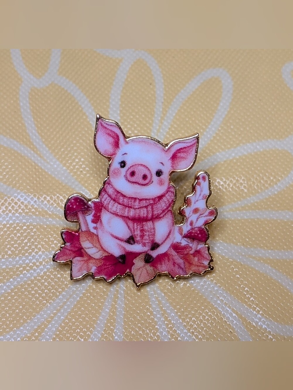 Enamel Fall Pig Pin